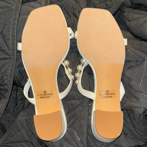 NWOT Lulus Damii White Pearl Slide Sandals - Picture 7 of 7